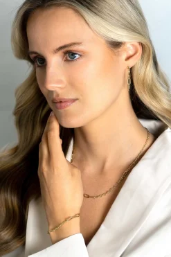 ZINZI gold plated zilveren marine schakel ketting, gecombineerd met grotere ovale schakels 42-45cm ZIC2413G