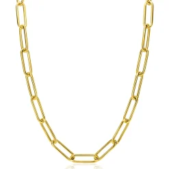 ZINZI gold plated zilveren schakelketting 45cm met schakels van 7mm lang ZIC2533G