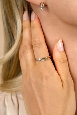 ZINZI gold plated zilveren multi-look ring (4mm breed) met een peervormige en ovale witte zirkonia ZIR2689Y