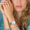 ZINZI Lady horloge zilvergekleurde wijzerplaat en kast stalen mesh band 28mm extra dun ZIW602M