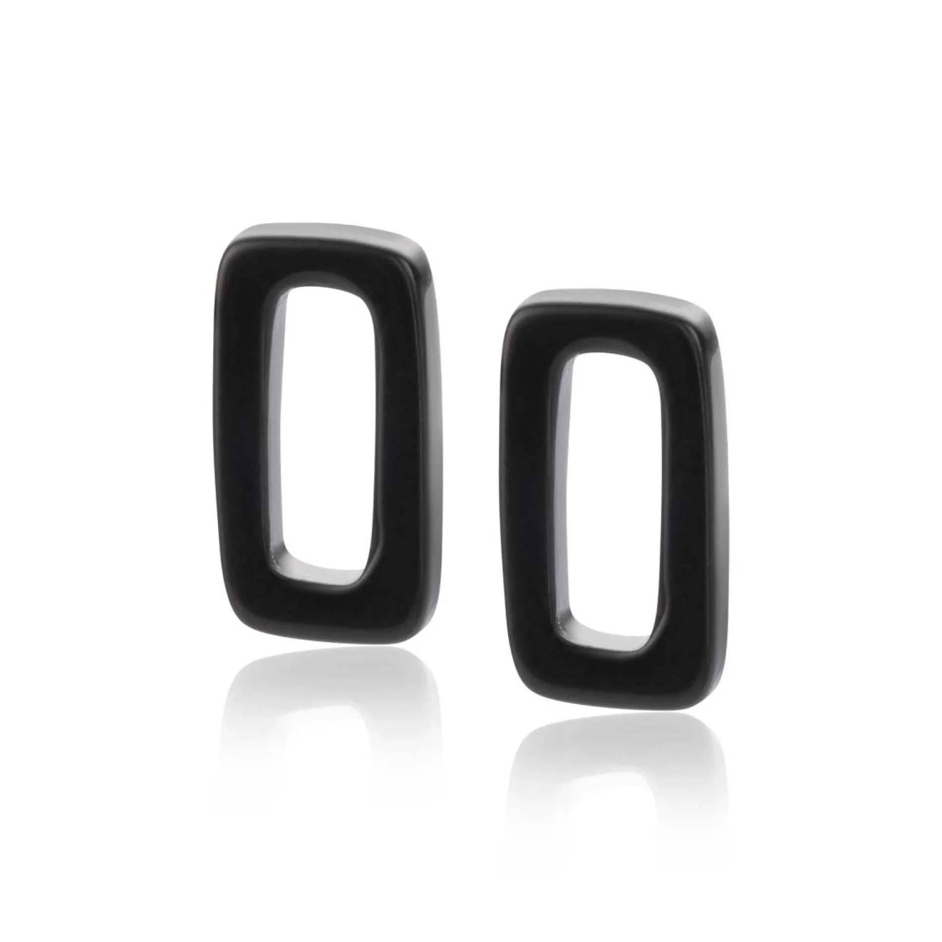 ZINZI oorbedels rechthoek 16mm zwart onyx ZICH2227 (zonder oorringen)