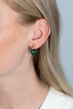 ZINZI oorbedels rond 12mm groen agaat ZICH2274G (zonder oorringen)