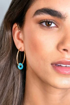 ZINZI oorbedels rond 12mm met turquoise howliet edelsteen ZICH2274T (zonder oorringen)