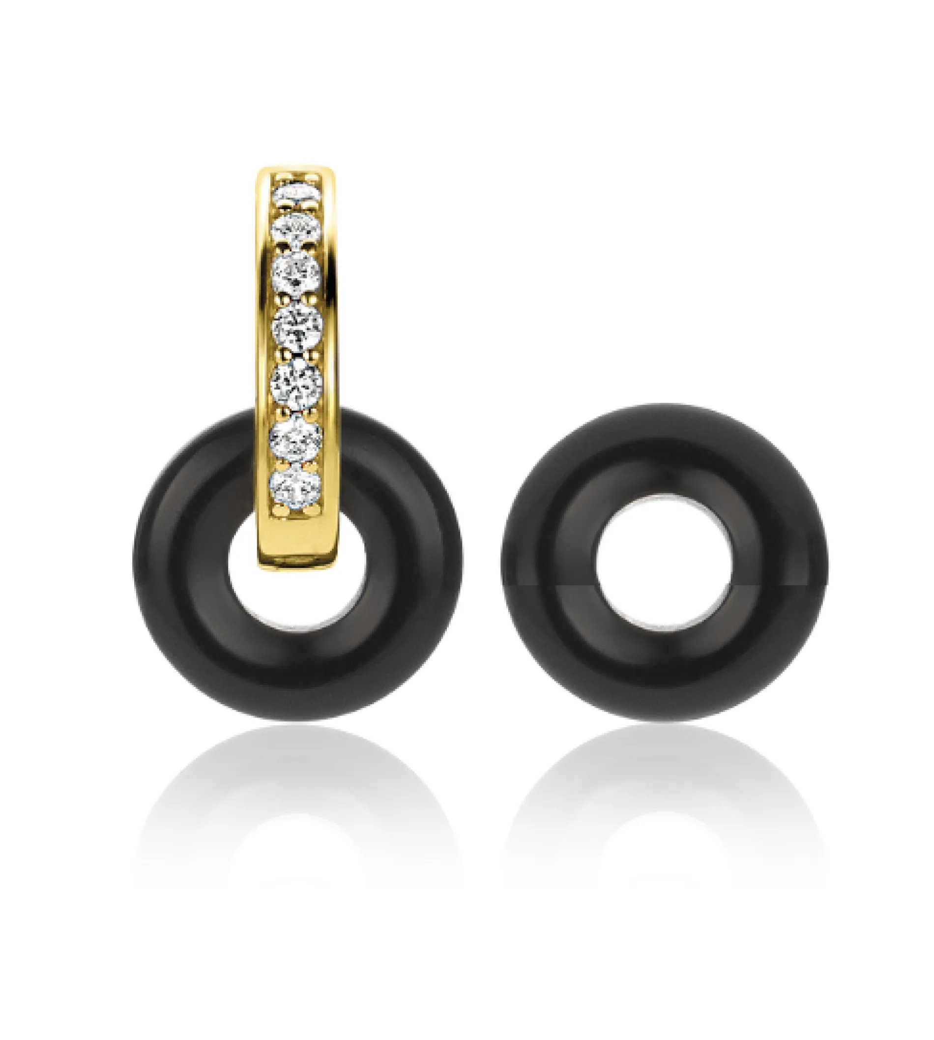 ZINZI oorbedels rond 12mm zwart onyx ZICH2274Z (zonder oorringen)