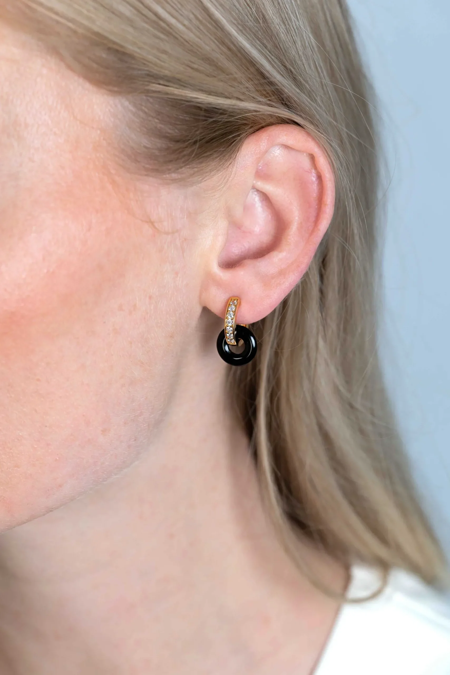 ZINZI oorbedels rond 12mm zwart onyx ZICH2274Z (zonder oorringen)