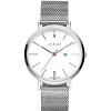 Zinzi Retro horloge witte wijzerplaat stalen kast zilvergekleurd stalen mesh band zilvergekleurd 38mm extra dun ZIW406M
