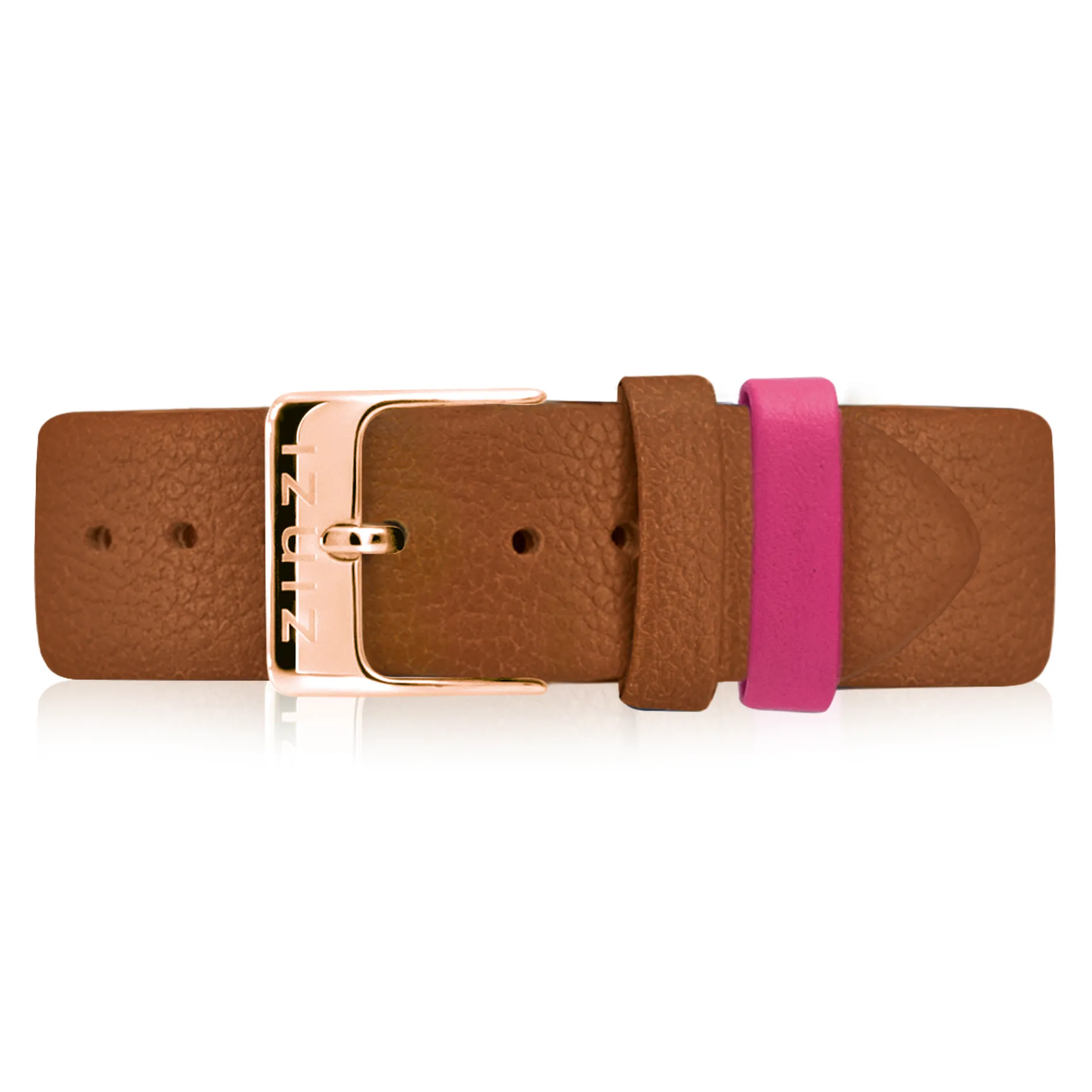 ZINZI Retro leren horlogeband cognac bruin roségoudkleurige stalen sluiting 18mm RETBAND6