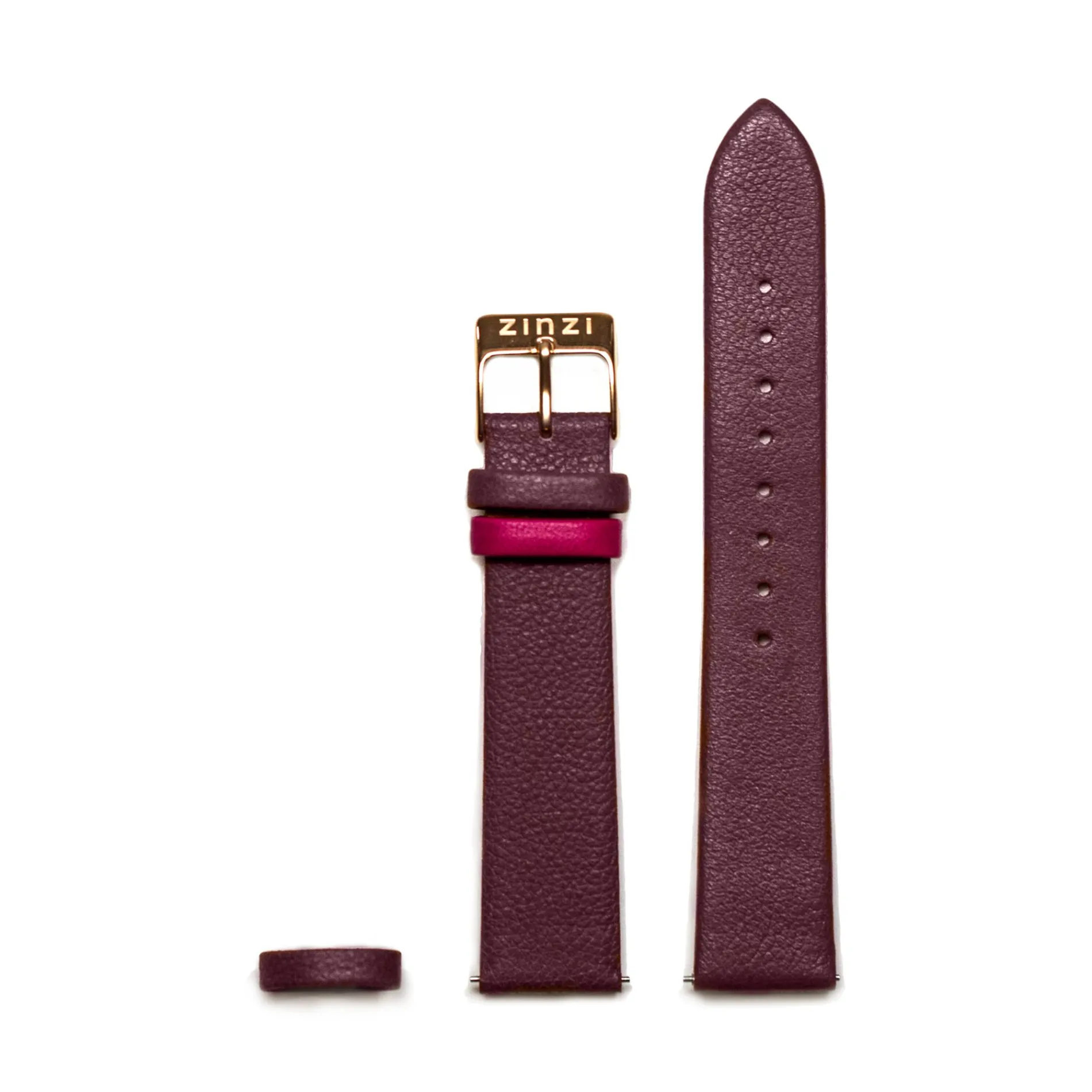 ZINZI Retro leren horlogeband paars roségoudkleurige stalen sluiting 18mm RETBAND16