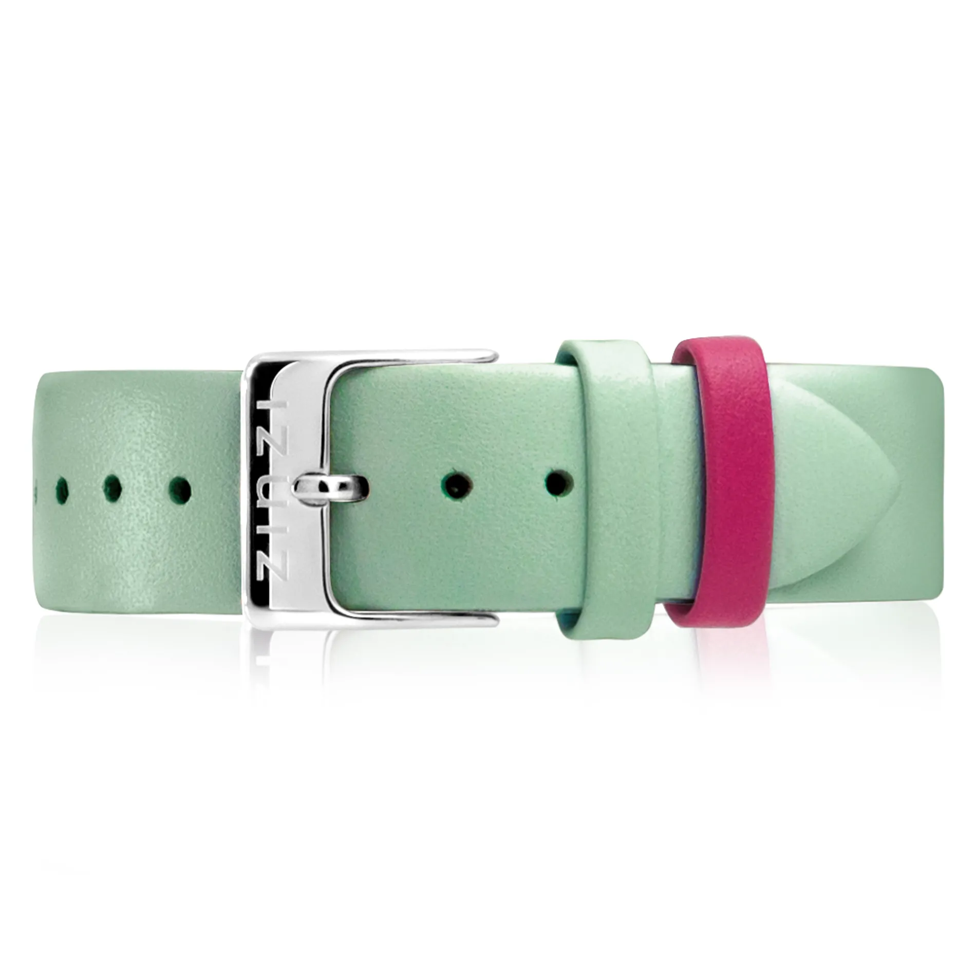 Zinzi Retro leren horlogeband mintgroen stalen sluiting 18mm RETBAND22