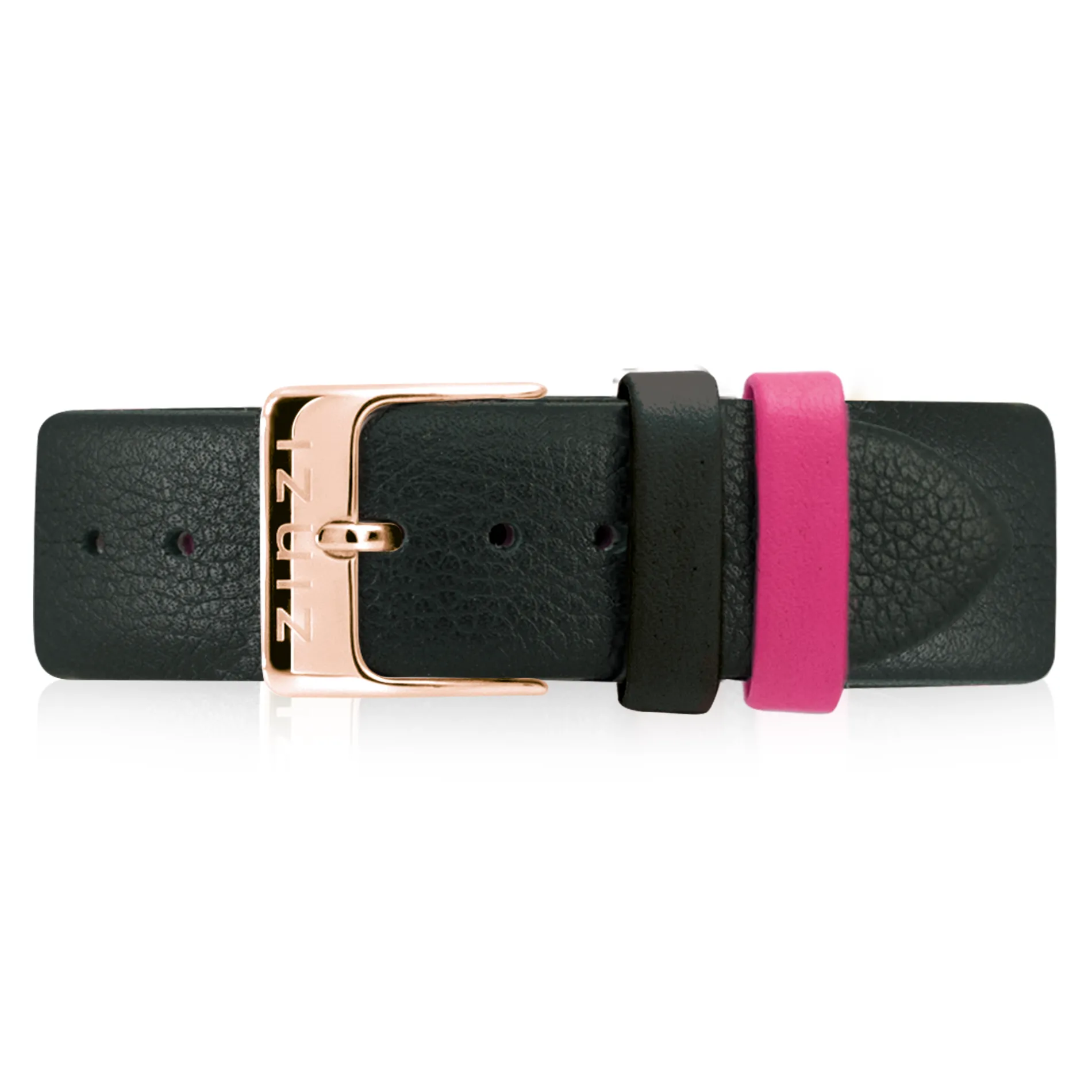ZINZI Retro leren horlogeband zwart roségoudkleurige stalen sluiting 18mm RETBAND4