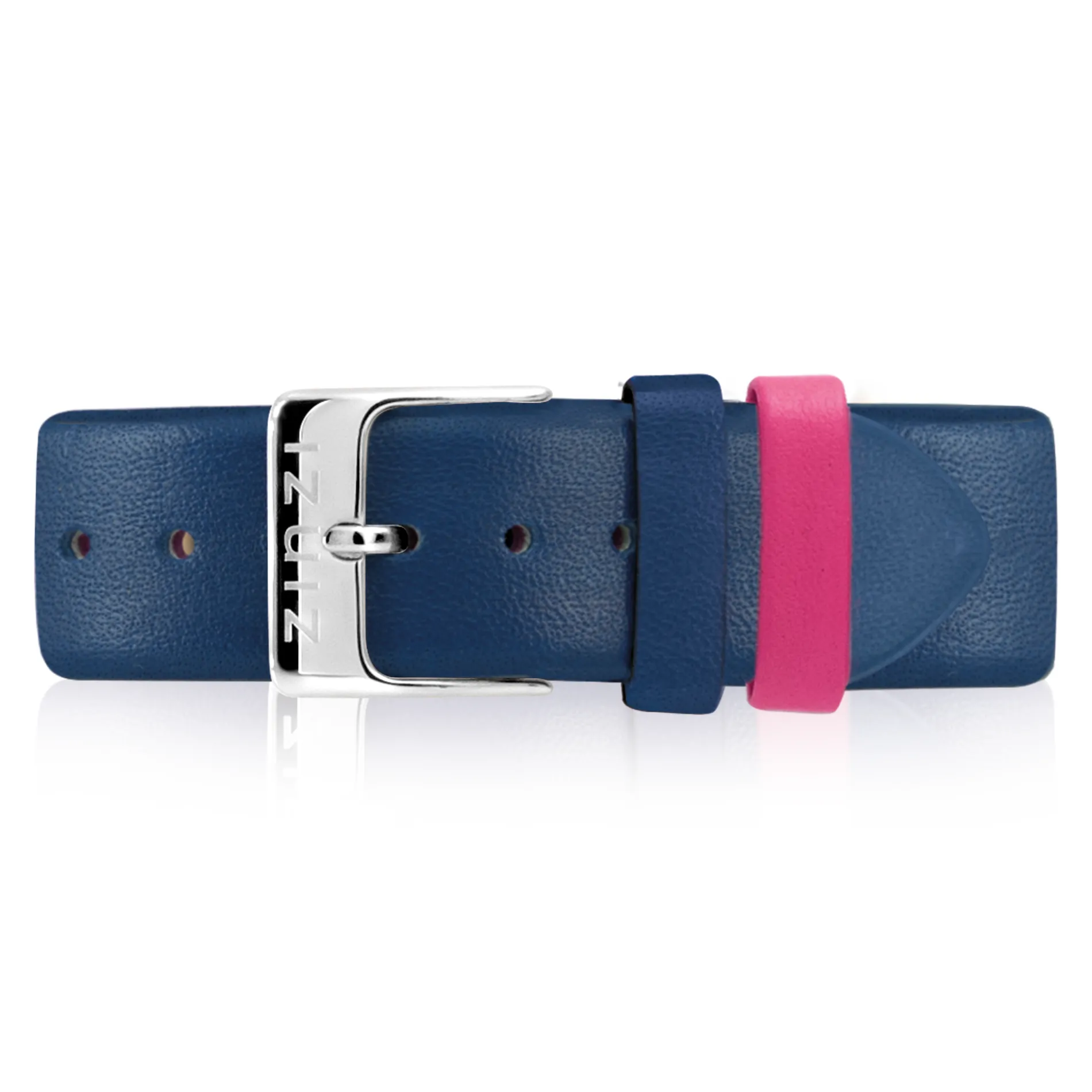 Zinzi Retro leren horlogeband blauw zilvergekleurde stalen sluiting 18mm RETBAND7
