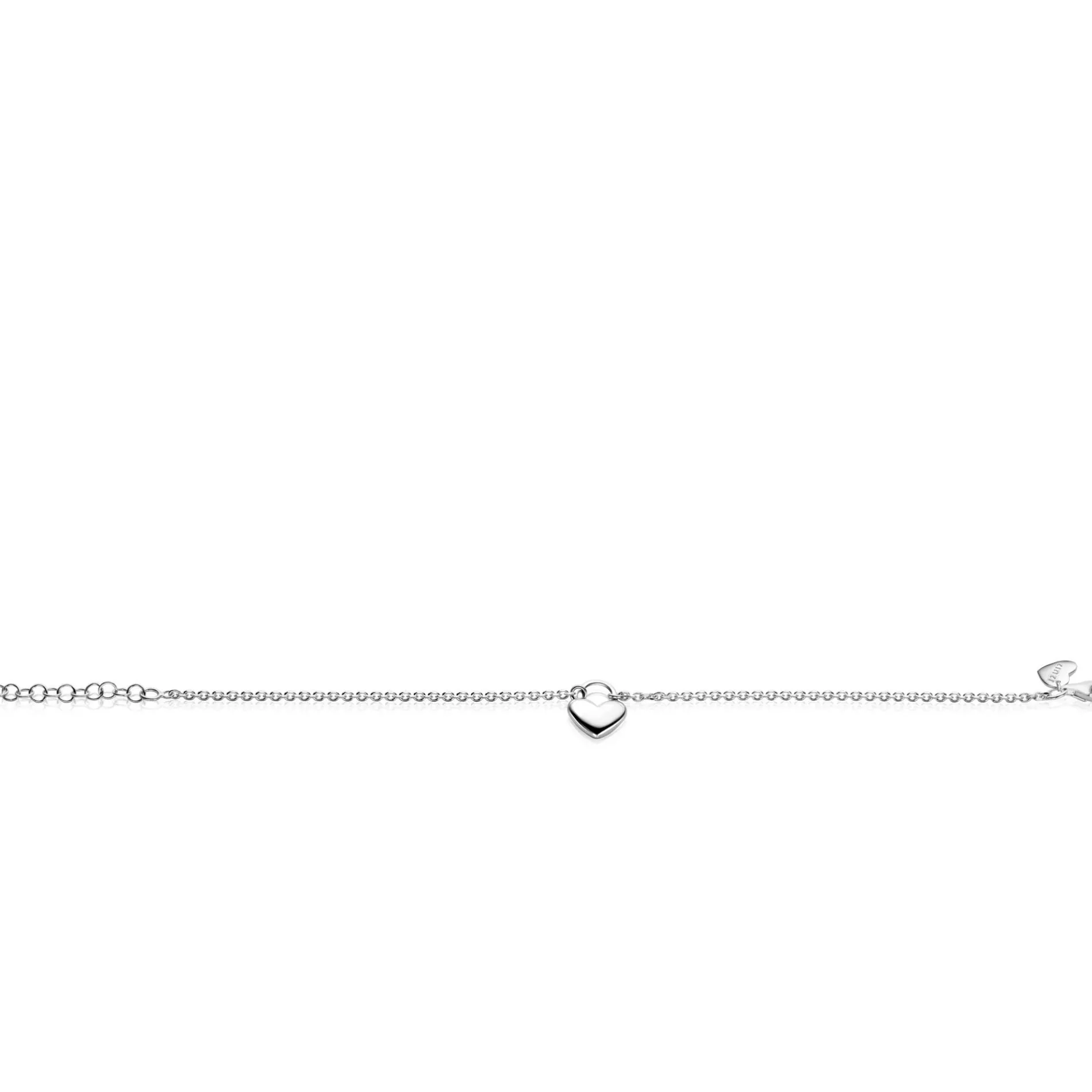 ZINZI zilveren schakelarmband met hartvormige slot hanger 17-20cm ZIA2673