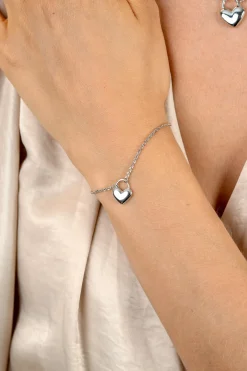 ZINZI zilveren schakelarmband met hartvormige slot hanger 17-20cm ZIA2673