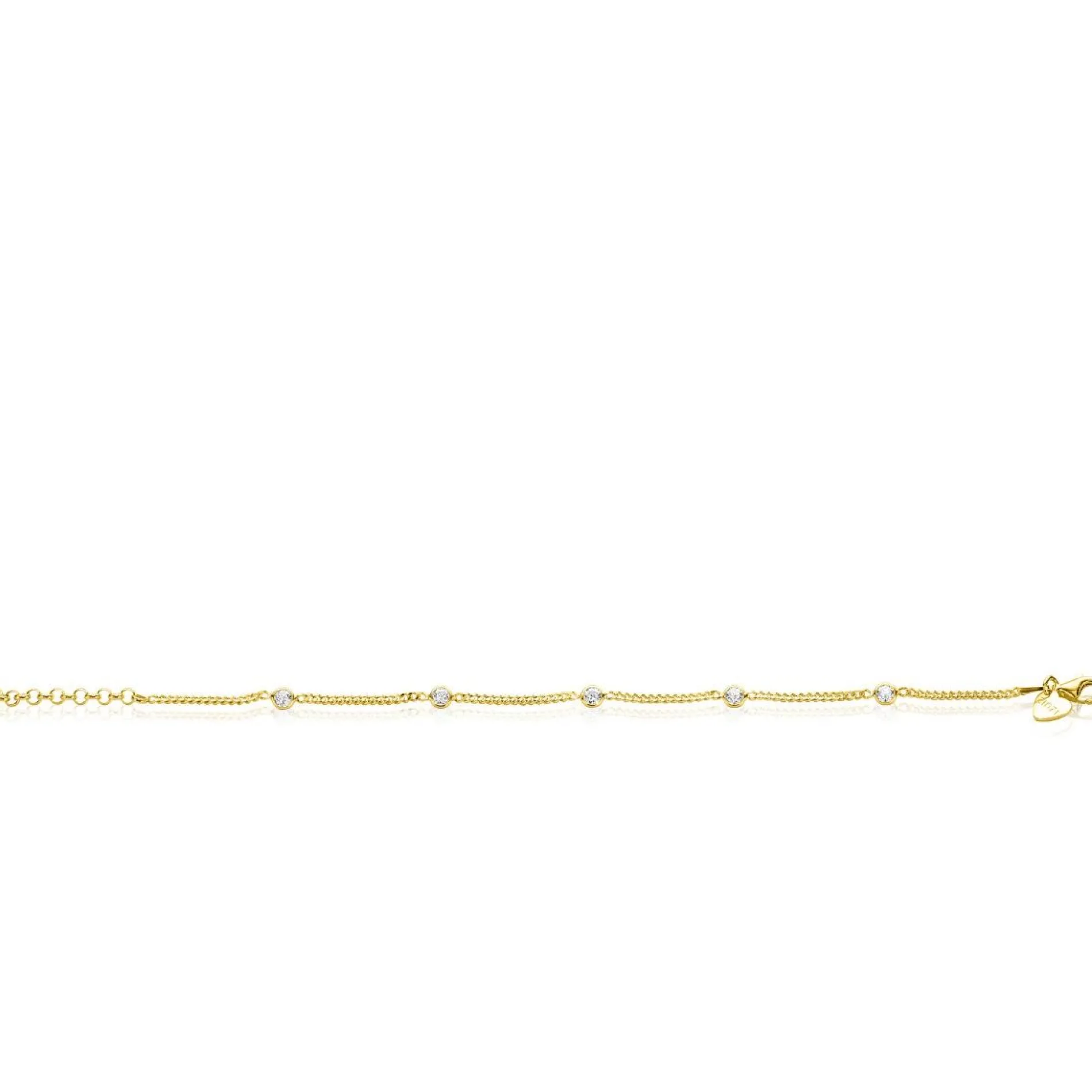 ZINZI zilveren armband extra 14K geel verguld gourmet schakel met witte ronde zirconia's ZIA2263G