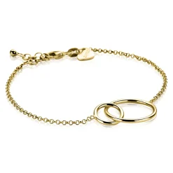 ZINZI zilveren armband geel verguld ronde vormen 16-19cm ZIA1278G