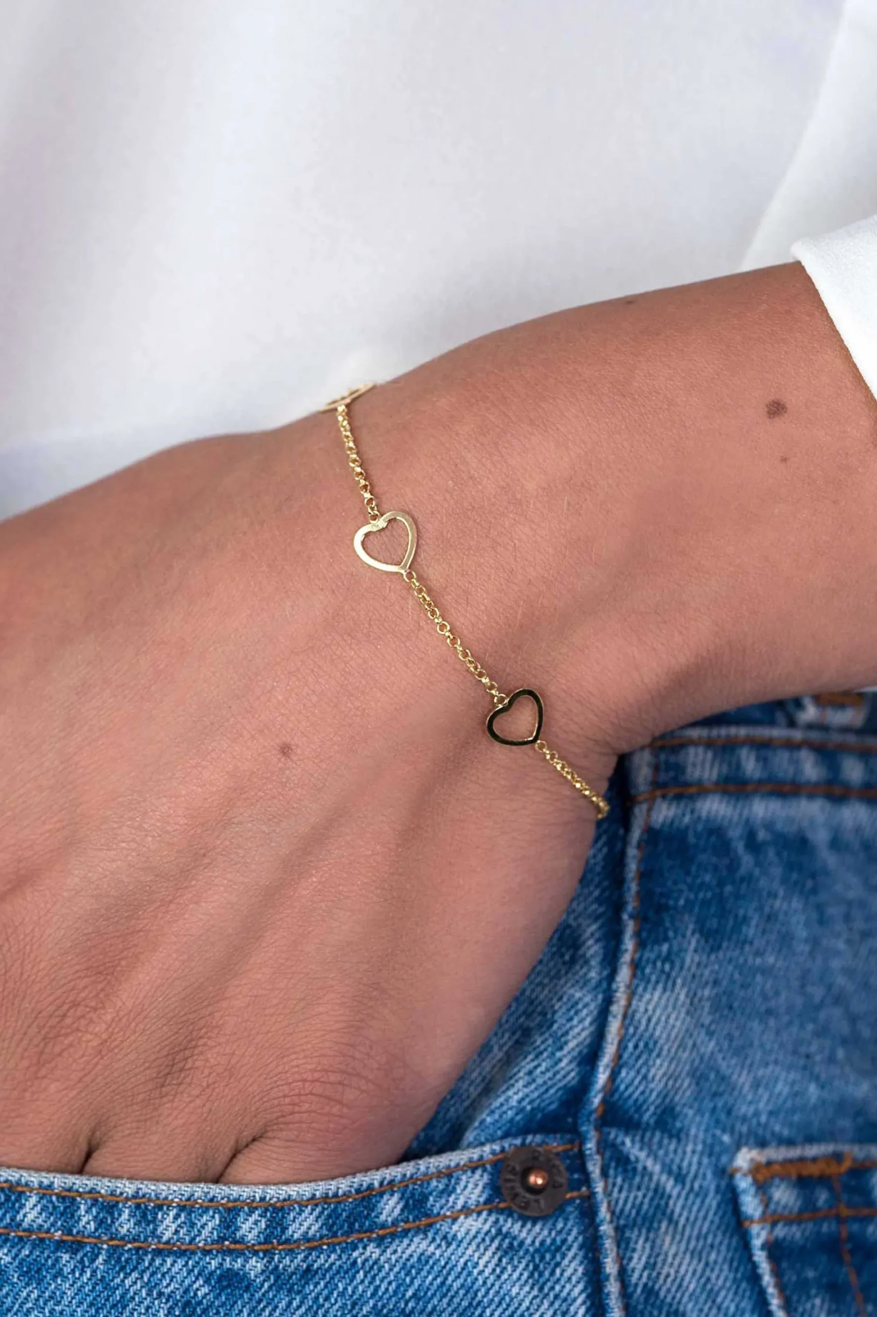 ZINZI zilveren armband geel verguld hart 17-20cm ZIA1188G