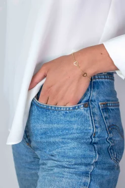 ZINZI zilveren armband geel verguld hart 17-20cm ZIA1188G