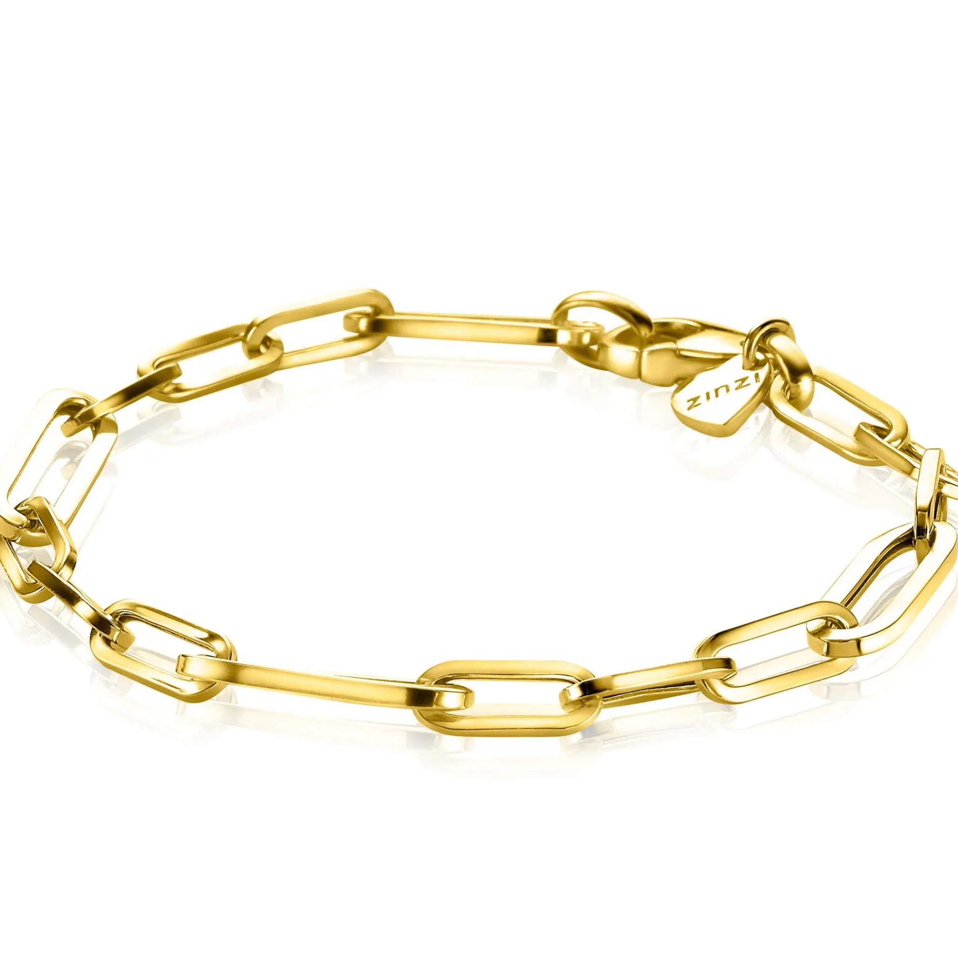 ZINZI zilveren armband in 14K geel verguld met ovale closed for ever schakels 6mm breed ZIA1990G
