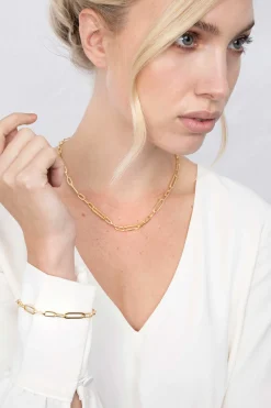 ZINZI zilveren armband in 14K geel verguld met ovale closed for ever schakels 6mm breed ZIA1990G