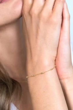 ZINZI zilveren armband 14K geel verguld vierkante blokjes 17-20cm ZIA2218G