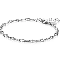 ZINZI zilveren armband met paperclip schakels 4mm, gedecoreerd met speelse bolletjes 17-20cm ZIA2586
