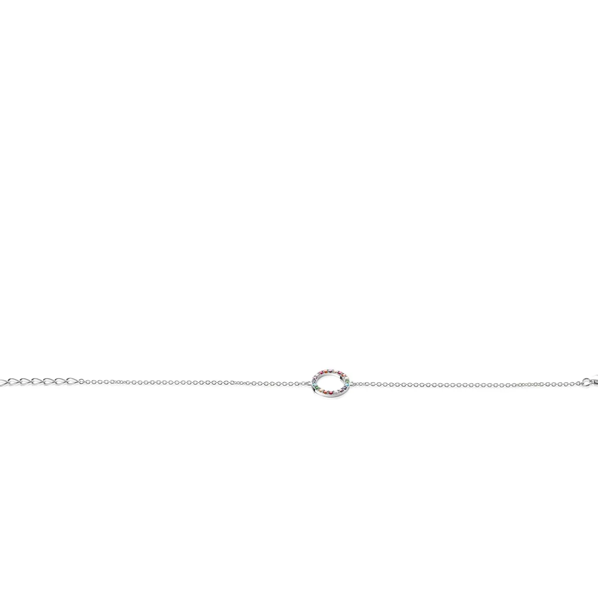 ZINZI zilveren armband met open rondje 12mm bezet regenboog 17-20cm ZIA2170Z
