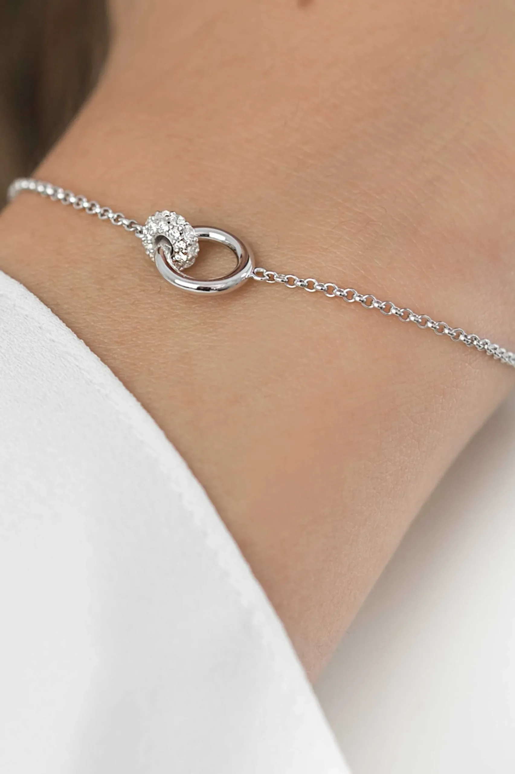 ZINZI zilveren armband rond wit ZIA1830