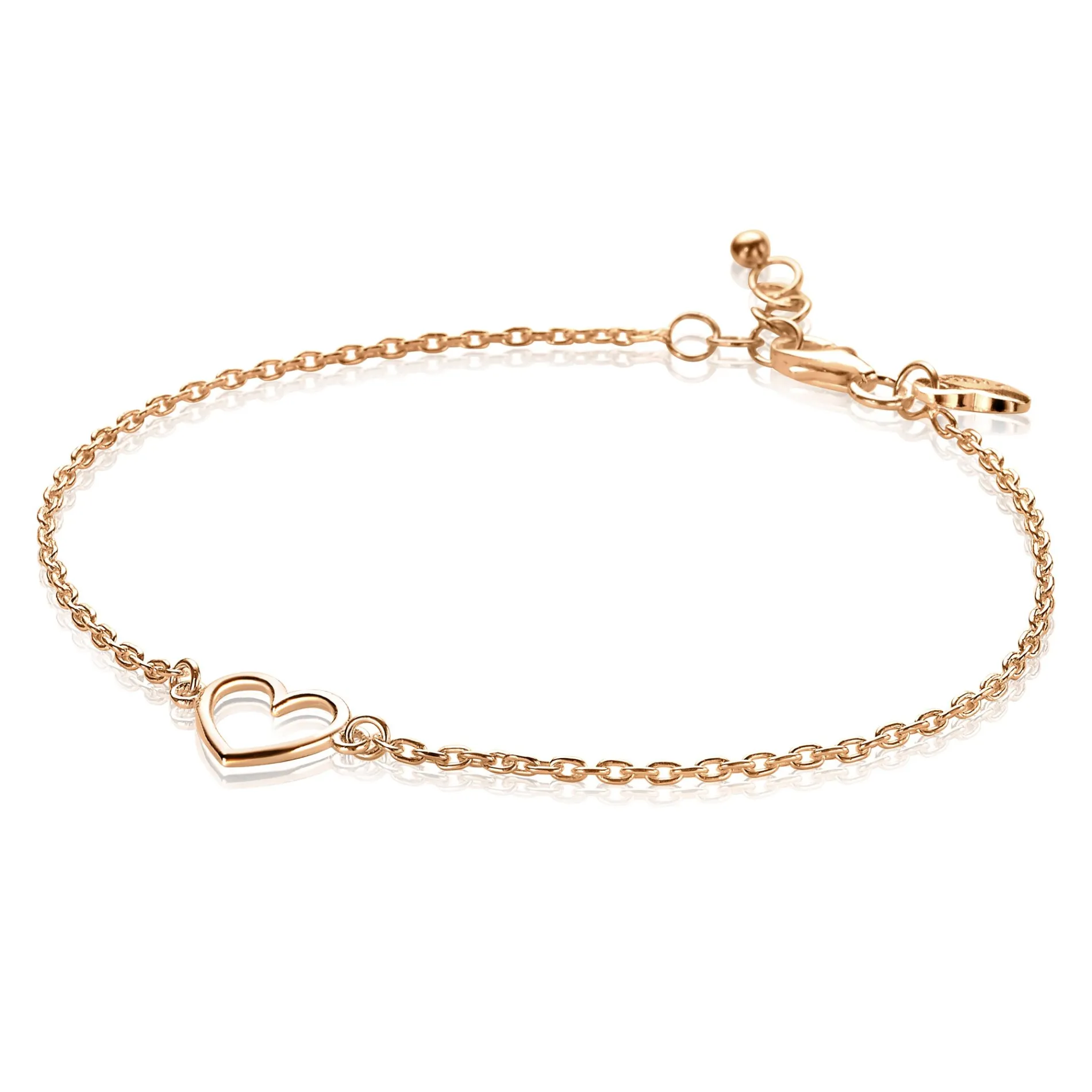 ZINZI zilveren armband rosé verguld met open hartje ZIA1420R
