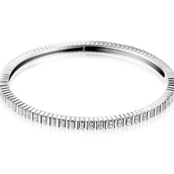 ZINZI zilveren bangle armband 4mm breed, bezet met witte zirkonia's 60mm ZIA2686
