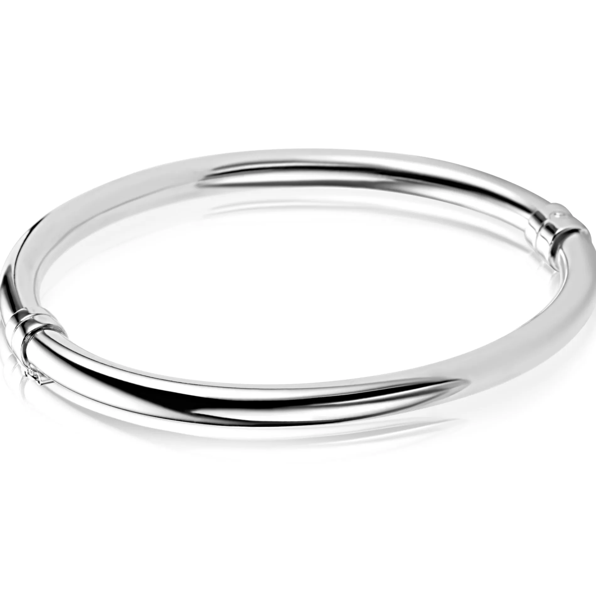 ZINZI zilveren bangle armband glad 5mm ronde buis en luxe scharniersluiting ZIA2754
