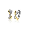 ZINZI zilveren bicolor oorringen cross-over met witte zirconia's 15x5mm ZIO2234