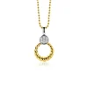 ZINZI zilveren bicolor ronde hanger 20mm gedraaid motief, bezet met witte zirconia's ZIH2390Y (zonder collier)