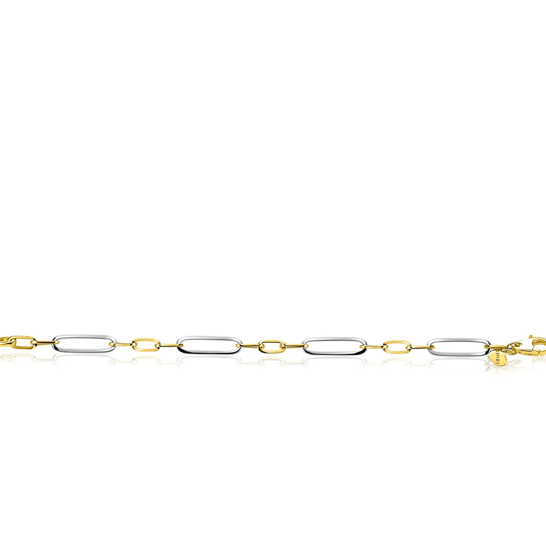 ZINZI zilveren bicolor schakelarmband met ovale schakels 7mm breed ZIA2752
