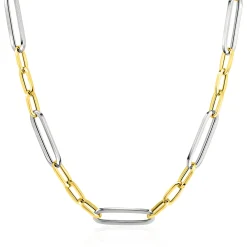 ZINZI zilveren bicolor schakelketting 45cm met ovale schakels 7mm breed ZIC2752