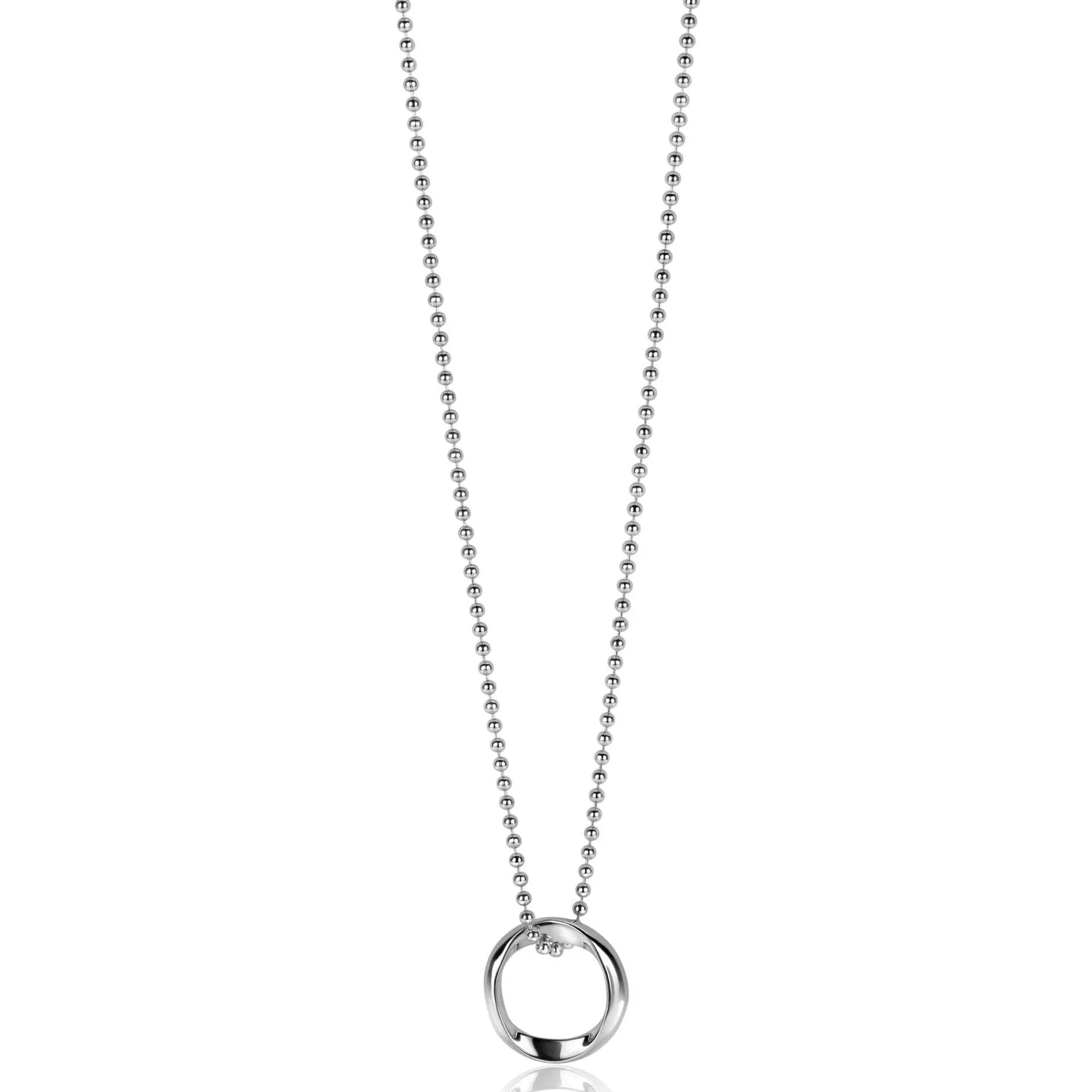 ZINZI zilveren bolletjes ketting met gladde hanger in ronde organische vorm 45-48cm ZIC2611