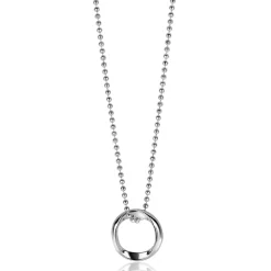 ZINZI zilveren bolletjes ketting met gladde hanger in ronde organische vorm 45-48cm ZIC2611