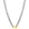 ZINZI zilveren brede gourmet ketting 42cm met ovale sluitring in 14K geel verguld ZIC2378