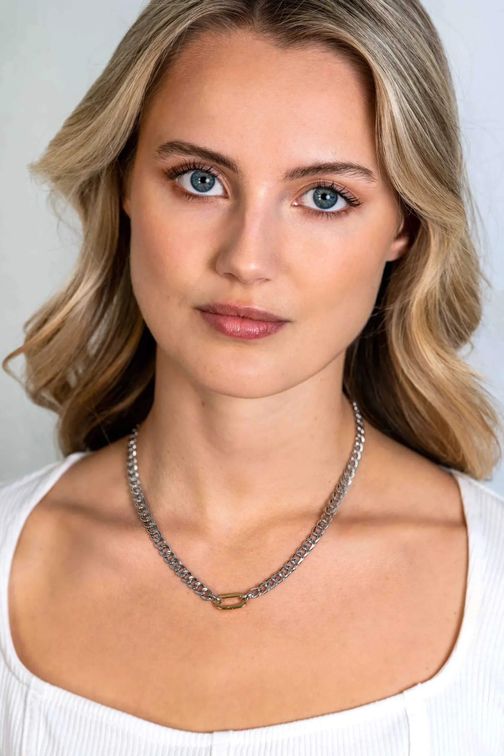 ZINZI zilveren brede gourmet ketting 42cm met ovale sluitring in 14K geel verguld ZIC2378