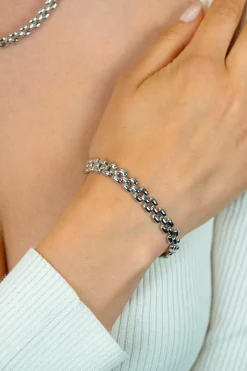 ZINZI zilveren brede rolex-style schakel-armband 8mm breed 19cm ZIA2764