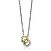 ZINZI zilveren collier bicolor schakel met twee ringen verbonden 46-49cm ZIC2102