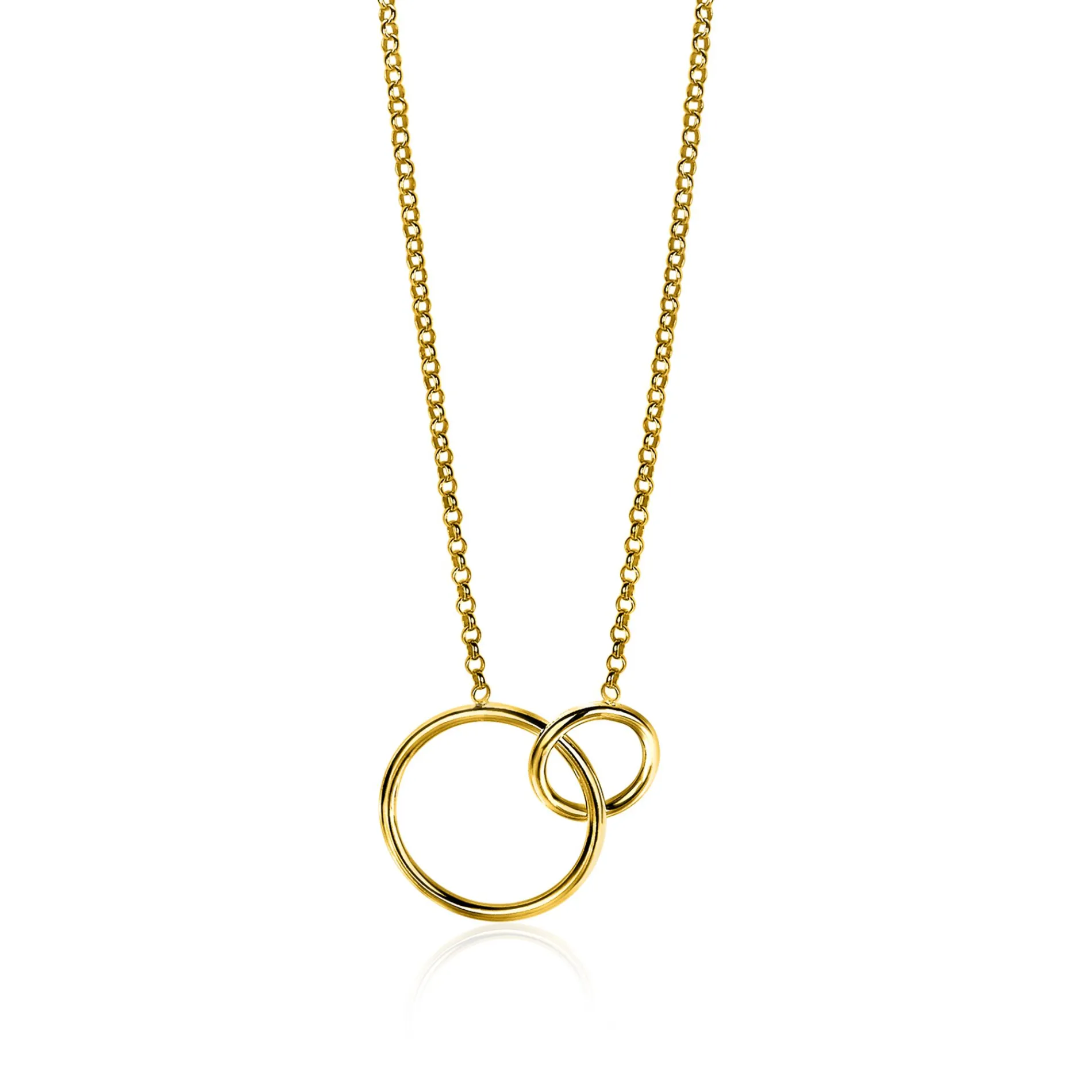 ZINZI zilveren collier geel verguld ronde vormen 42-45cm ZIC1278G