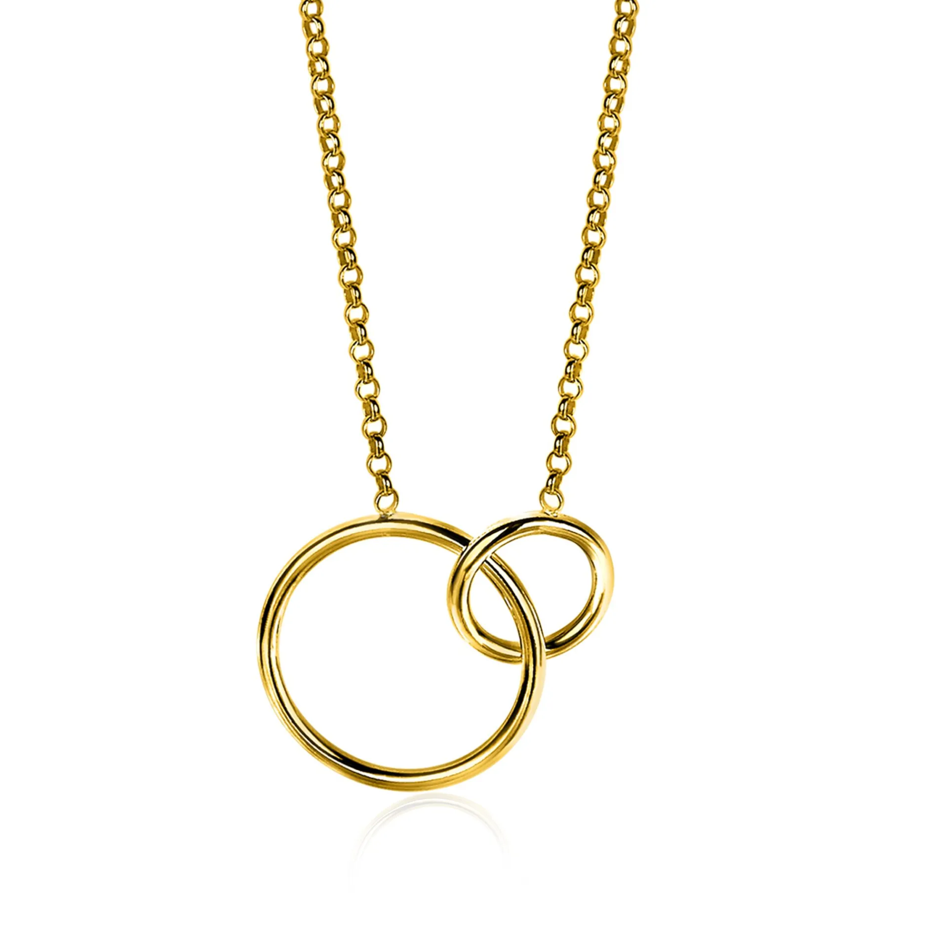 ZINZI zilveren collier geel verguld ronde vormen 42-45cm ZIC1278G