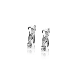 ZINZI zilveren creolen kruislings glad wit 15x5mm ZIO1569