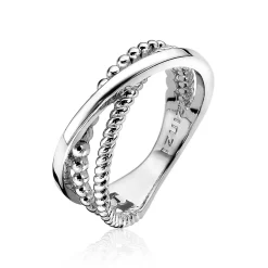 ZINZI zilveren cross-over ring ZIR1361