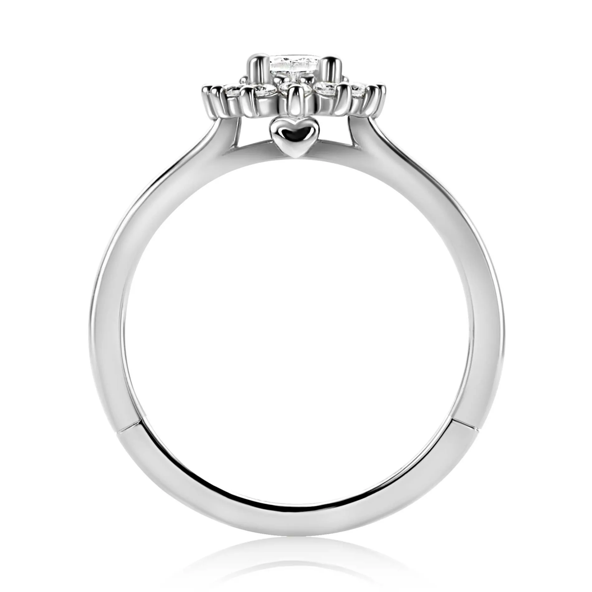 ZINZI zilveren entourage verlovingsring met een grote ovale witte zirkonia (11mm) en klein hartje aan de zijkant ZIR2699