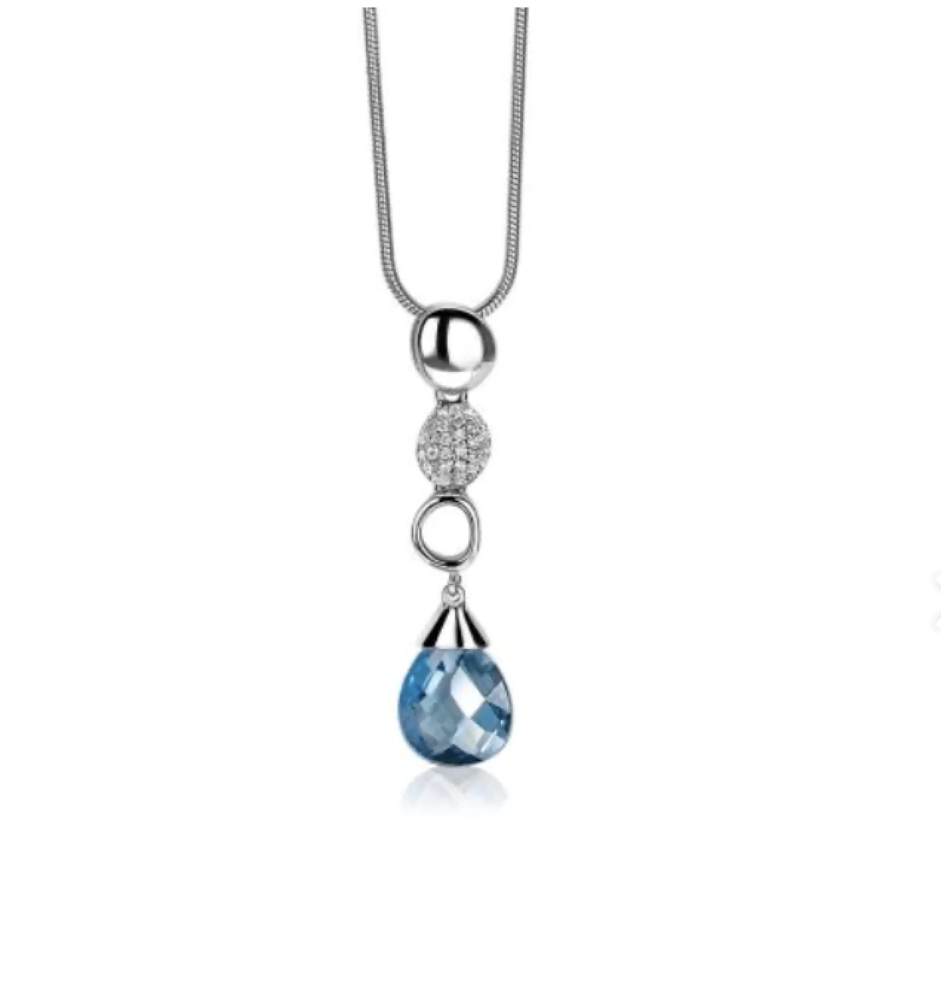 ZINZI zilveren fantasie hanger druppel blauw wit ZIH1467 (zonder collier)