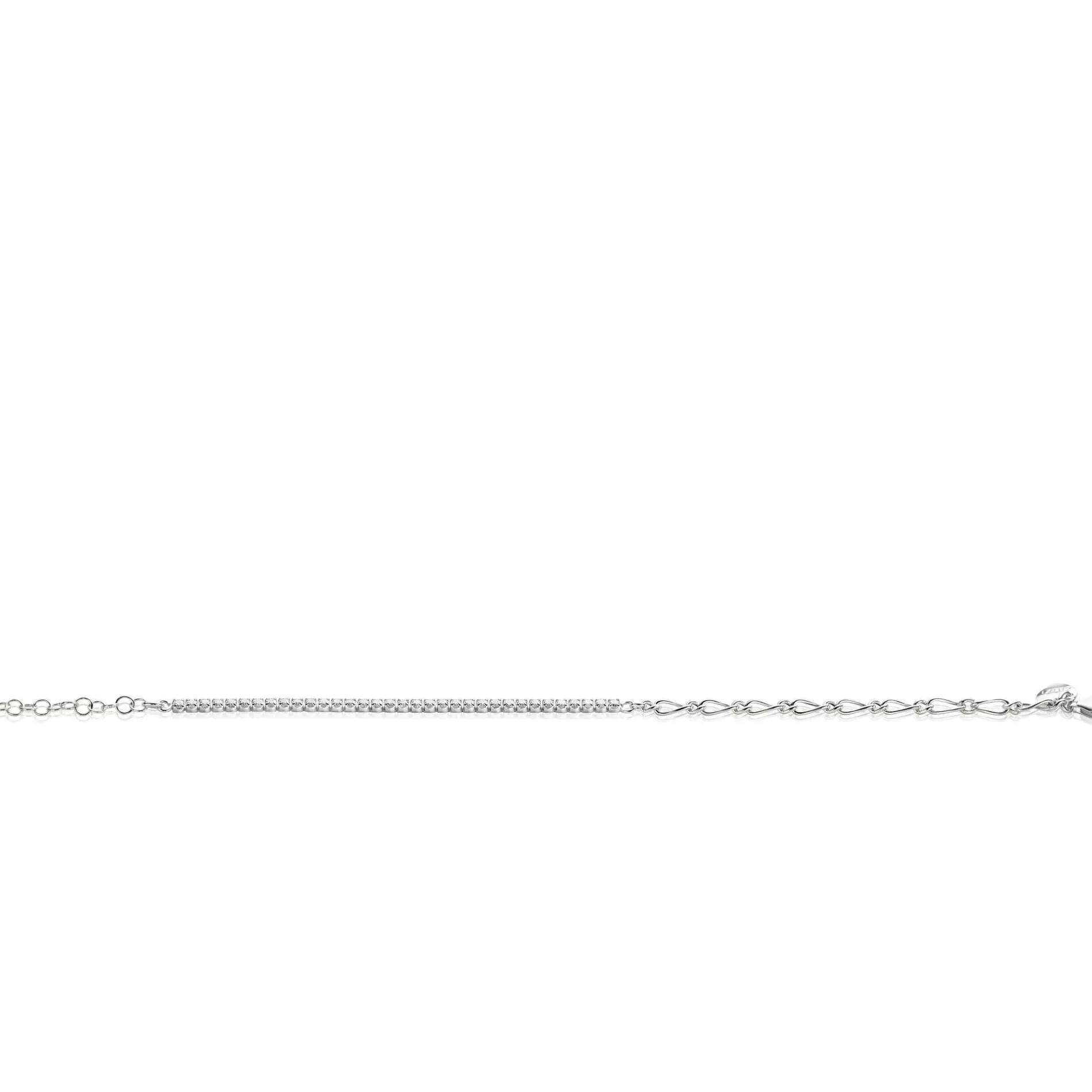 ZINZI zilveren fantasie schakel armband (2,3mm breed) waarbij de ene helft bezet is met witte zirconia's 17-20cm ZIA2460