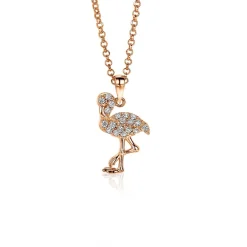 ZINZI zilveren flamingo hanger in 14K rosé verguld wit 18mm ZIH2086 (zonder collier)
