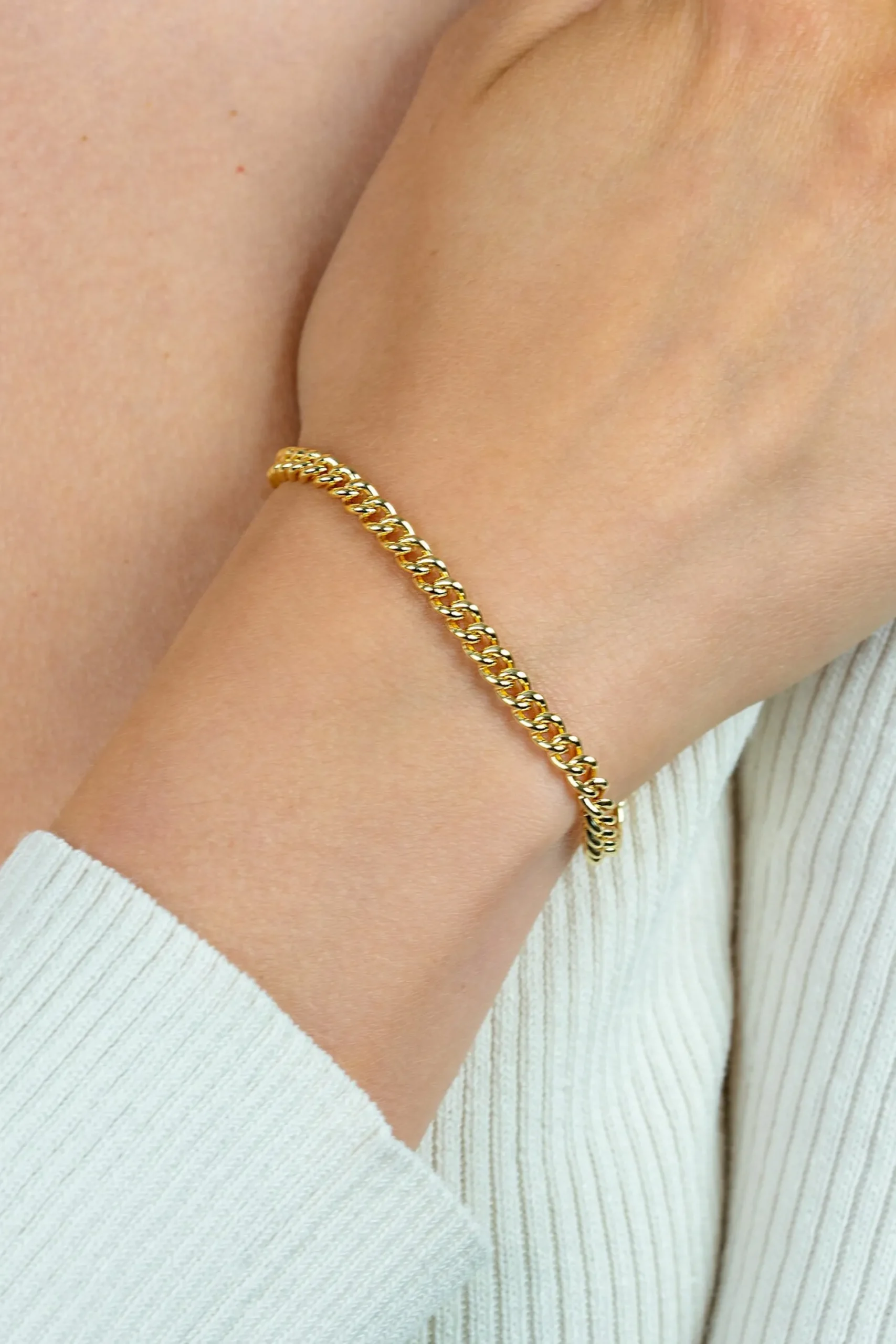 ZINZI zilveren geelvergulde gourmet armband 4,5mm breed 18,5cm ZIA1414G