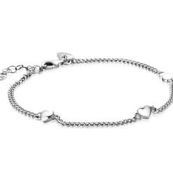 ZINZI zilveren gourmet armband met drie glanzende hartjes 17-20cm ZIA2408
